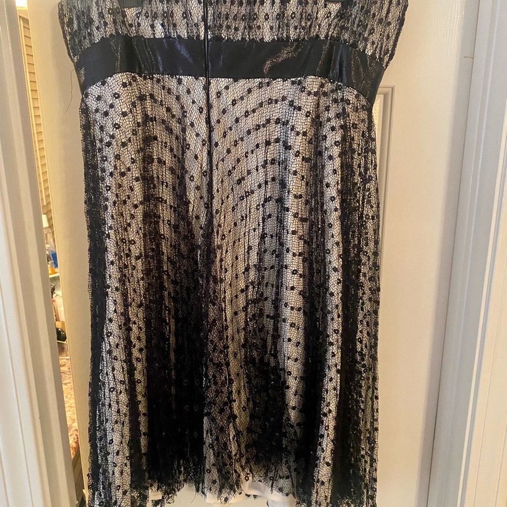 Carmen Marc Valvo Silk And Lace Dress